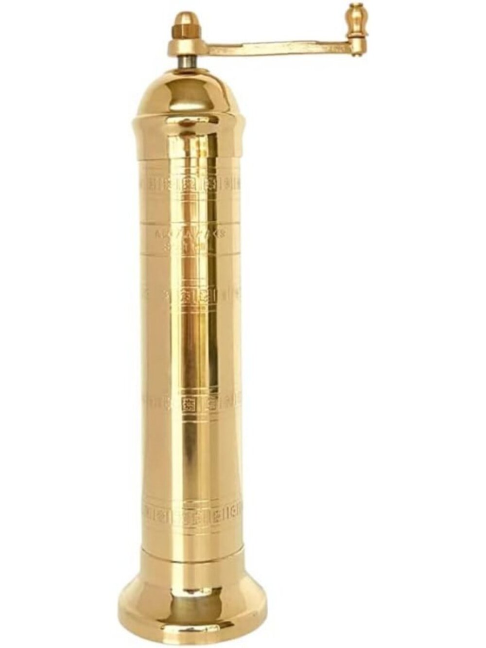 9-Inch Brass Greek Salt Mill - European Manual Grinder, Refillable Kitchen Tool